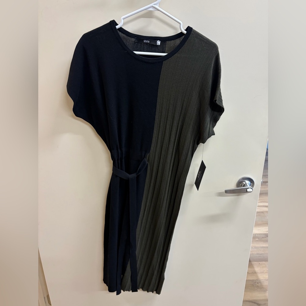 New Black and Olive Asymmetrical Dress